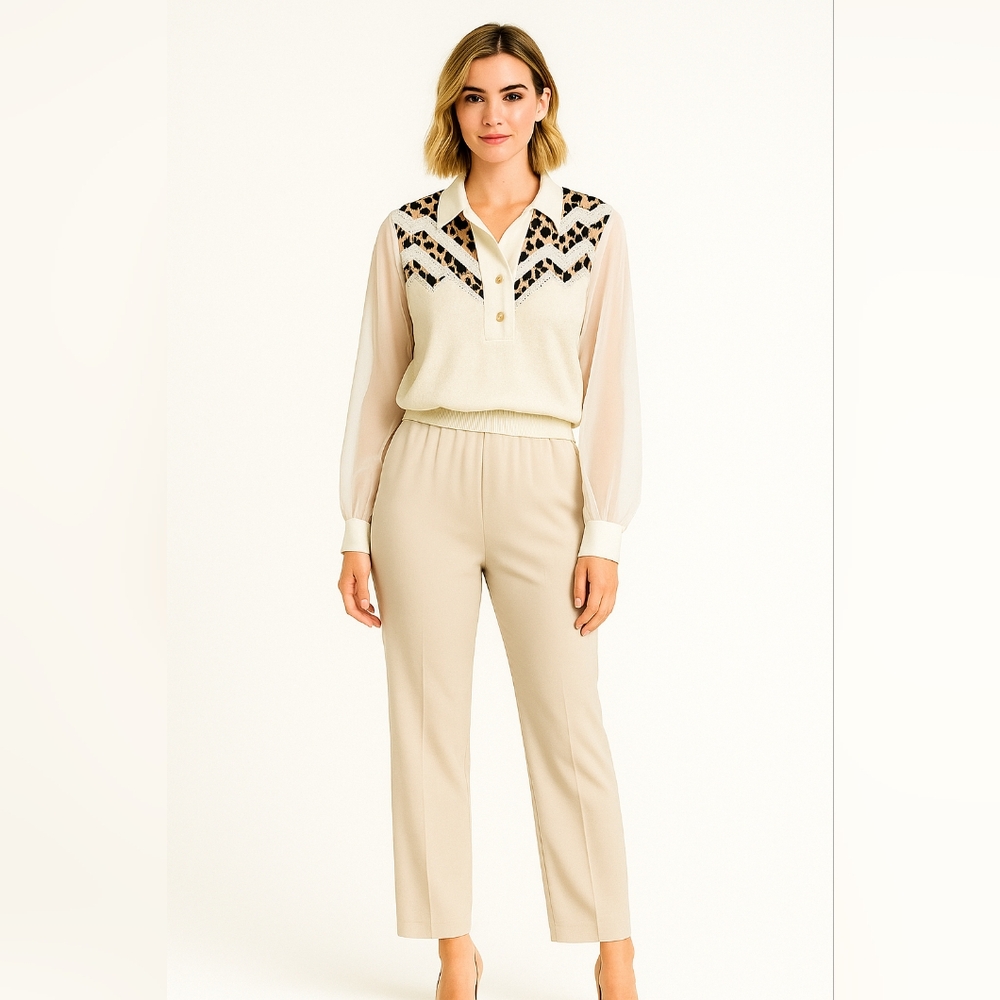 Vintage  animal print  style shirt cream color good for  size M to L